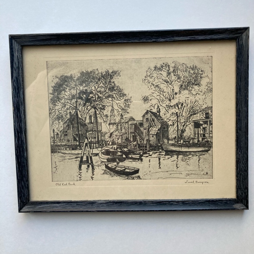 Vintage Framed Black & White Etching by Lionel Barrymore - Picture 2 of 6